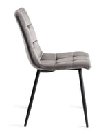 Grey Velvet Fabric Dining Chair Square Stitched Pattern - Home Furniture Interiors
