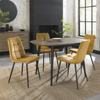Yellow Velvet Dining Chair Black Legs - Home Furniture Interiors