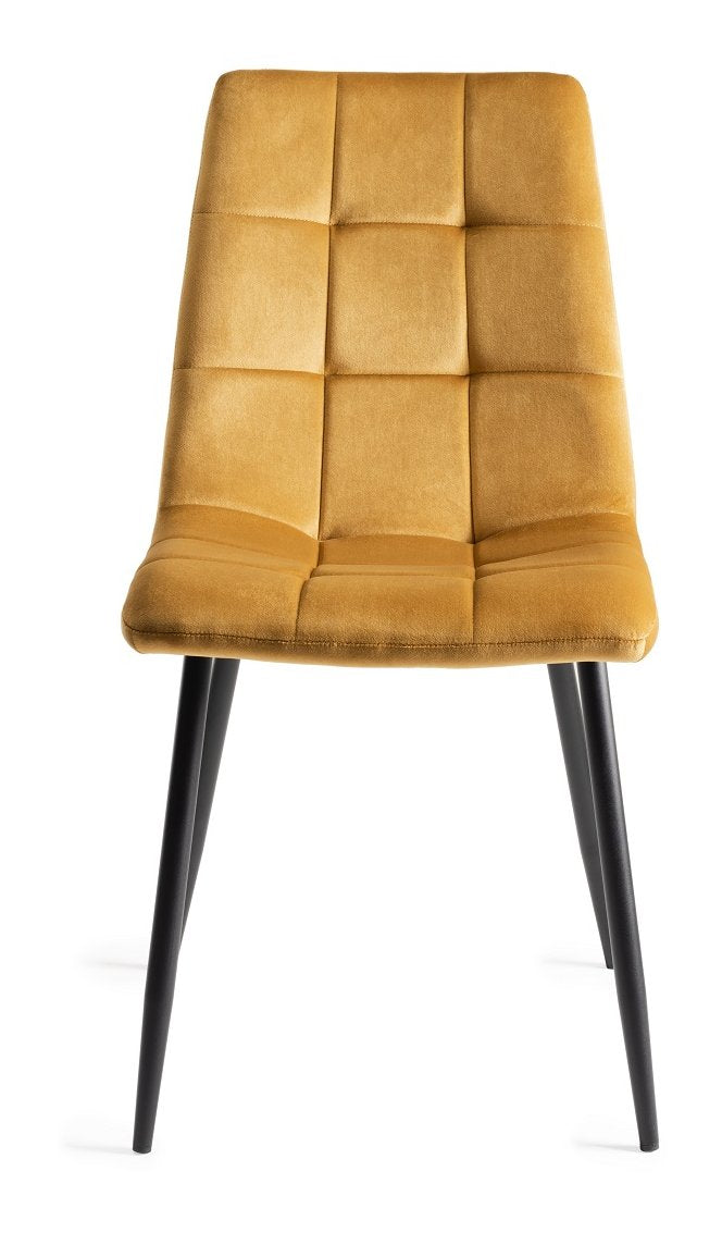 Yellow Velvet Dining Chair Black Legs - Home Furniture Interiors