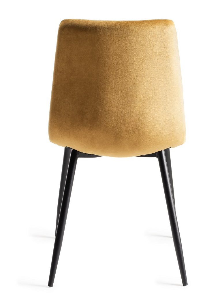 Yellow Velvet Dining Chair Black Legs - Home Furniture Interiors