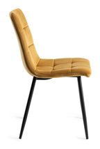 Yellow Velvet Dining Chair Black Legs - Home Furniture Interiors