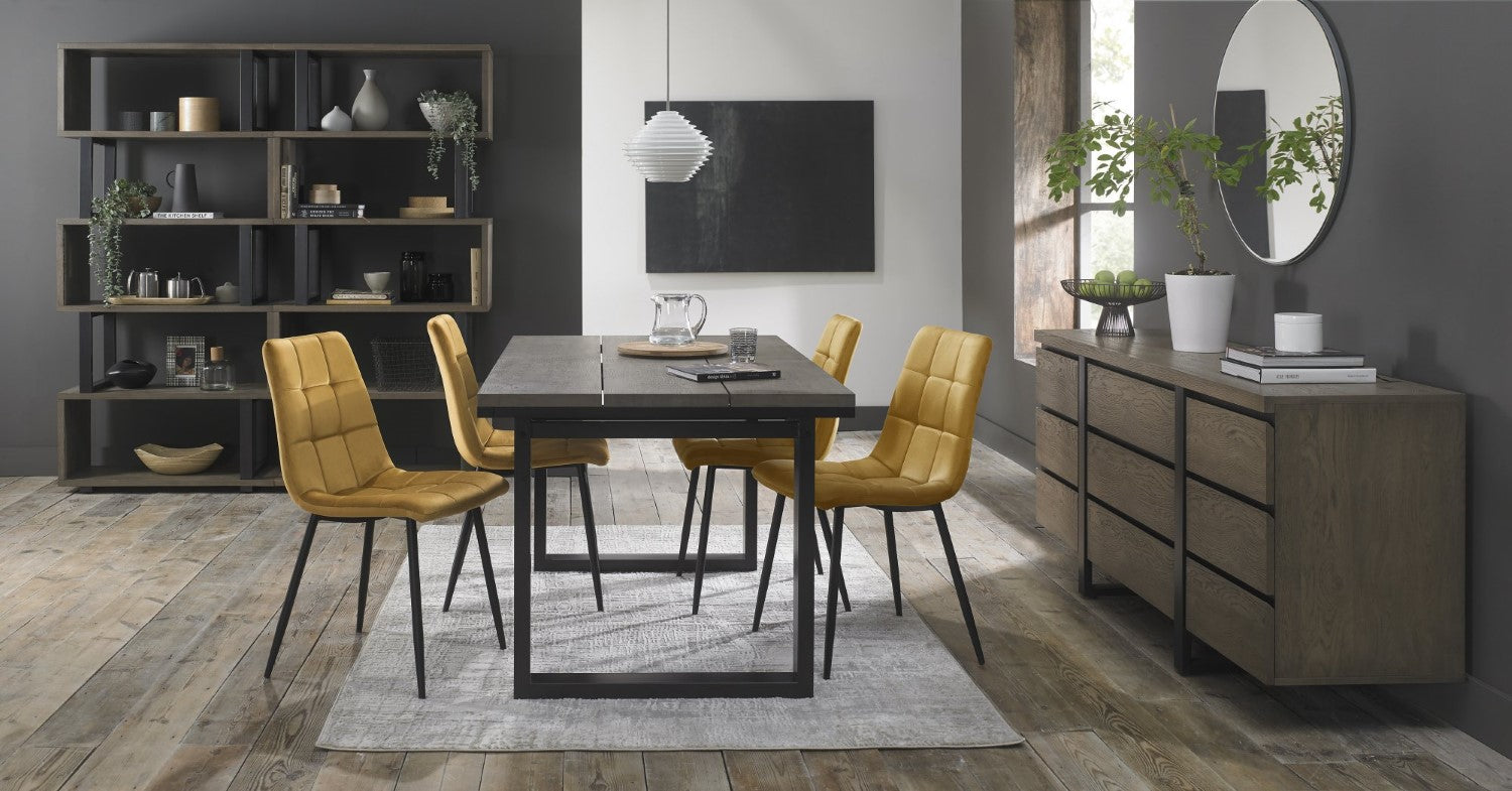 Yellow Velvet Dining Chair Black Legs - Home Furniture Interiors