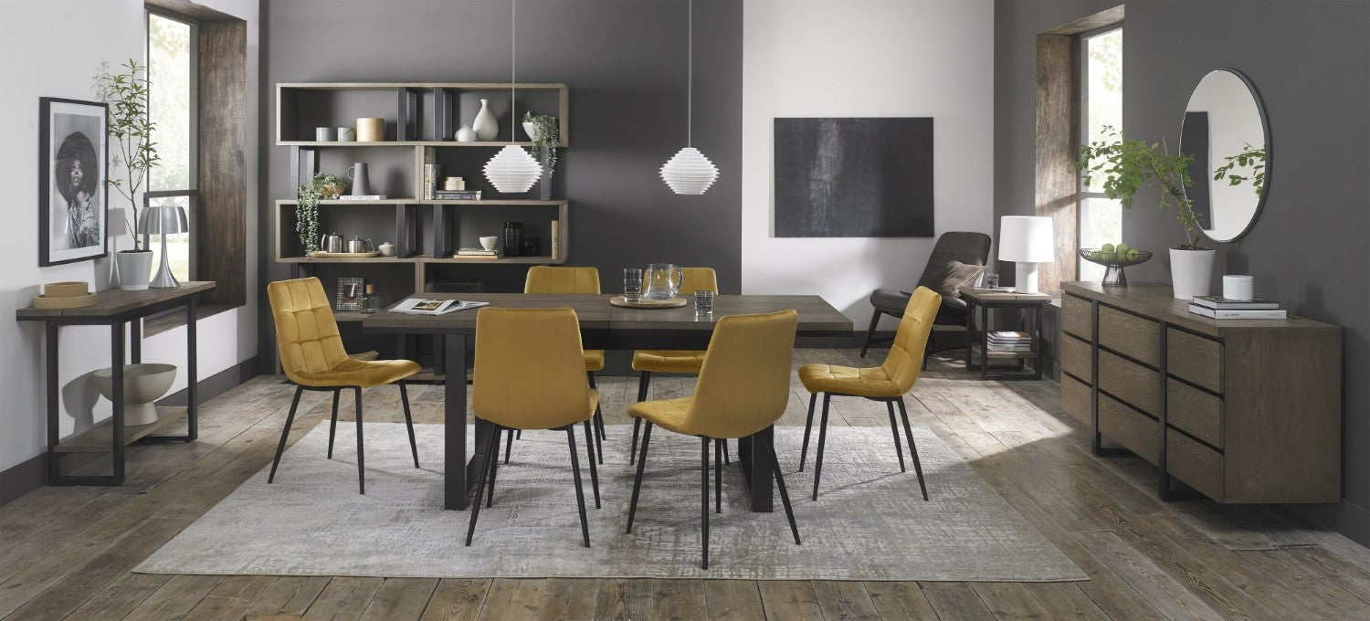 Yellow Velvet Dining Chair Black Legs - Home Furniture Interiors