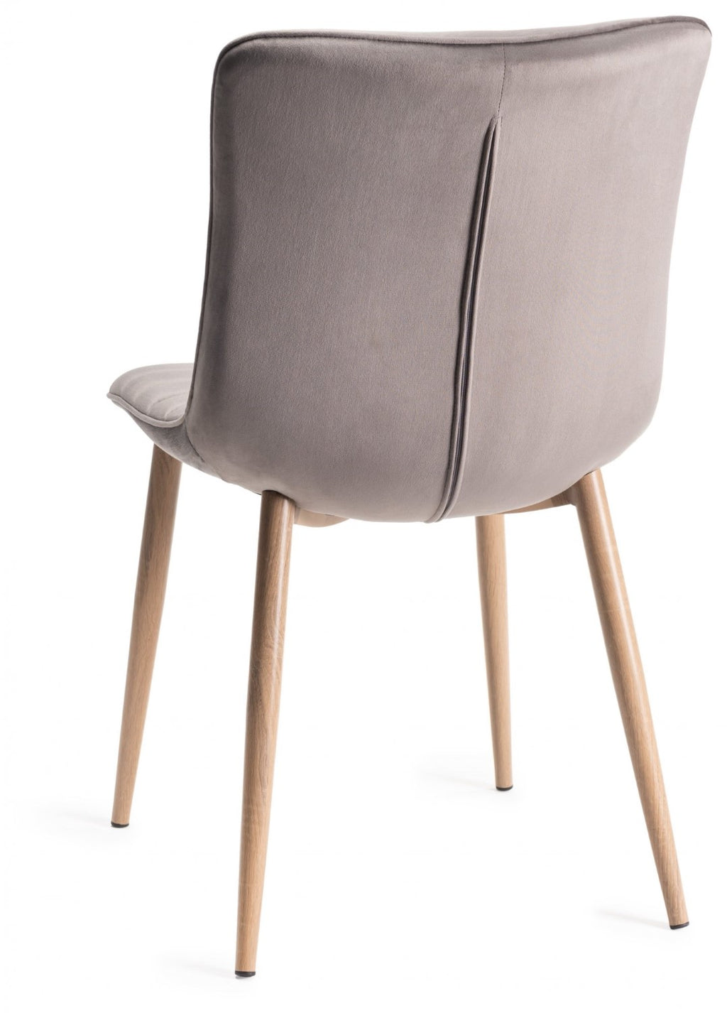 Light Grey Velvet Fabric Dining Chair on Rustic Oak Legs - Home Furniture Interiors
