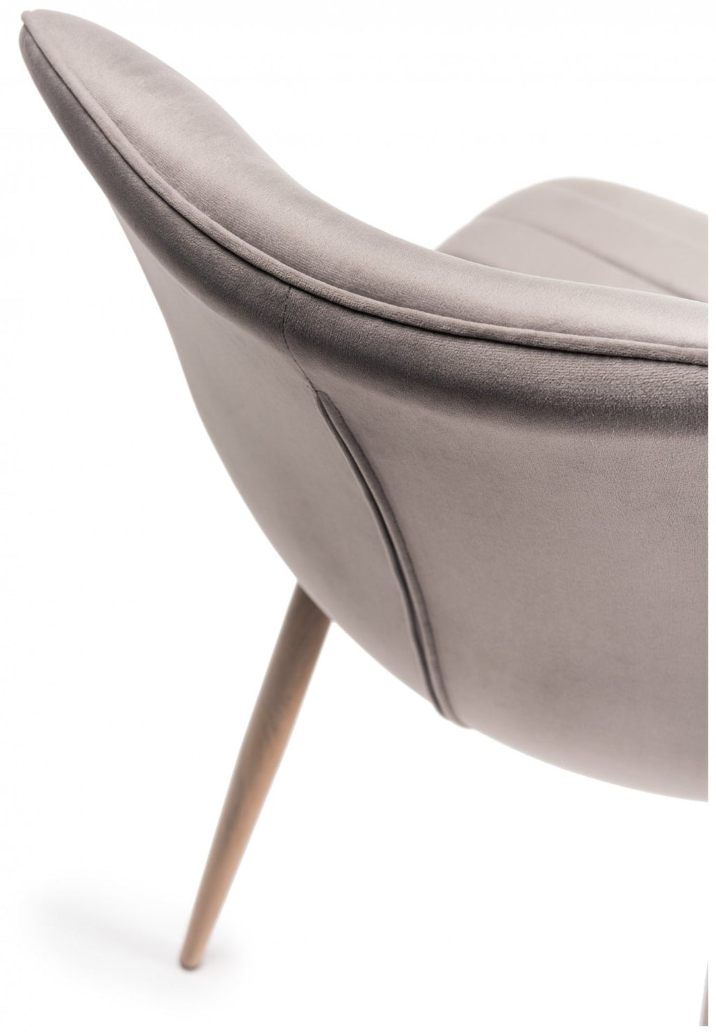 Light Grey Velvet Fabric Dining Chair on Rustic Oak Legs - Home Furniture Interiors