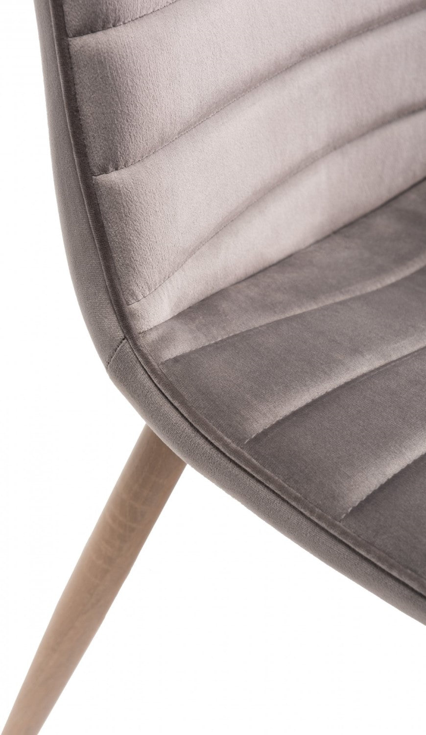 Light Grey Velvet Fabric Dining Chair on Rustic Oak Legs - Home Furniture Interiors