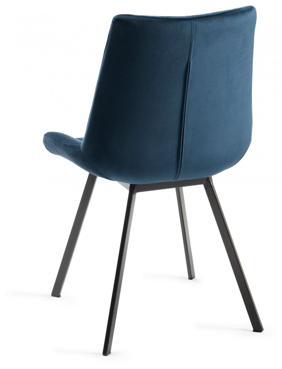 Blue Velvet Fabric Dining Chair Black Metal Legs - Home Furniture Interiors