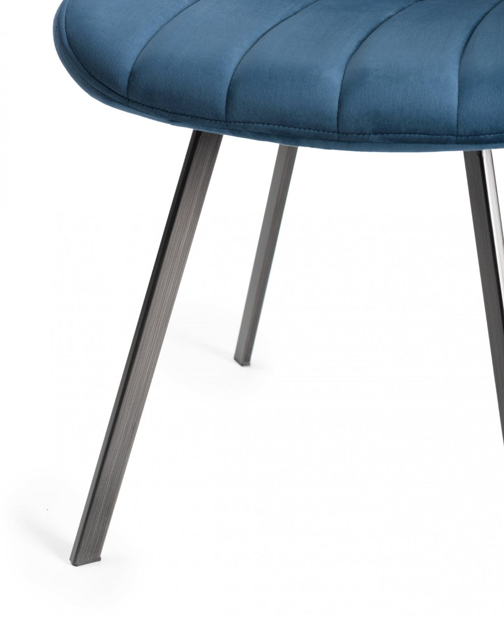 Blue Velvet Fabric Dining Chair Black Metal Legs - Home Furniture Interiors