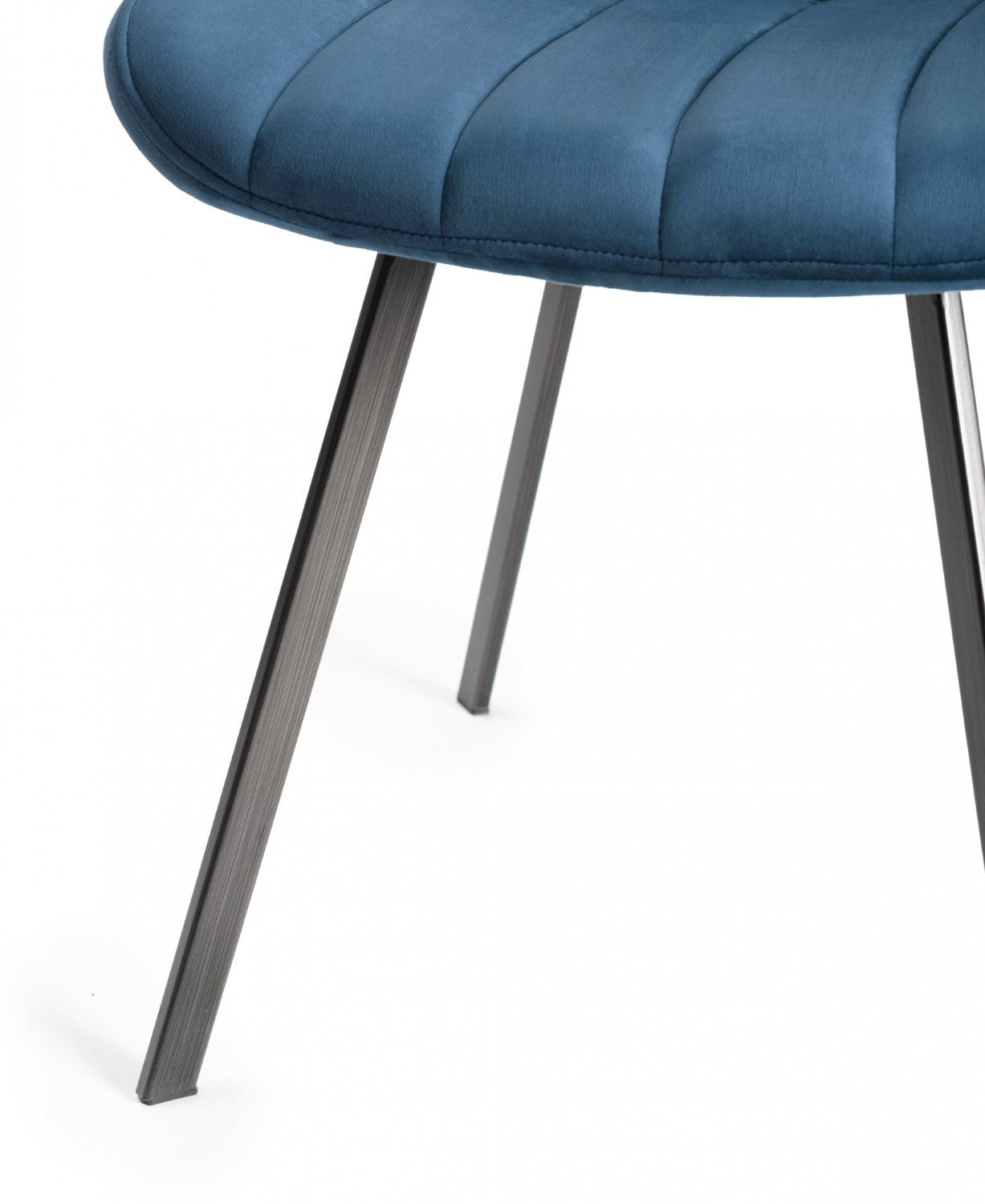Blue Velvet Fabric Dining Chair Black Metal Legs - Home Furniture Interiors