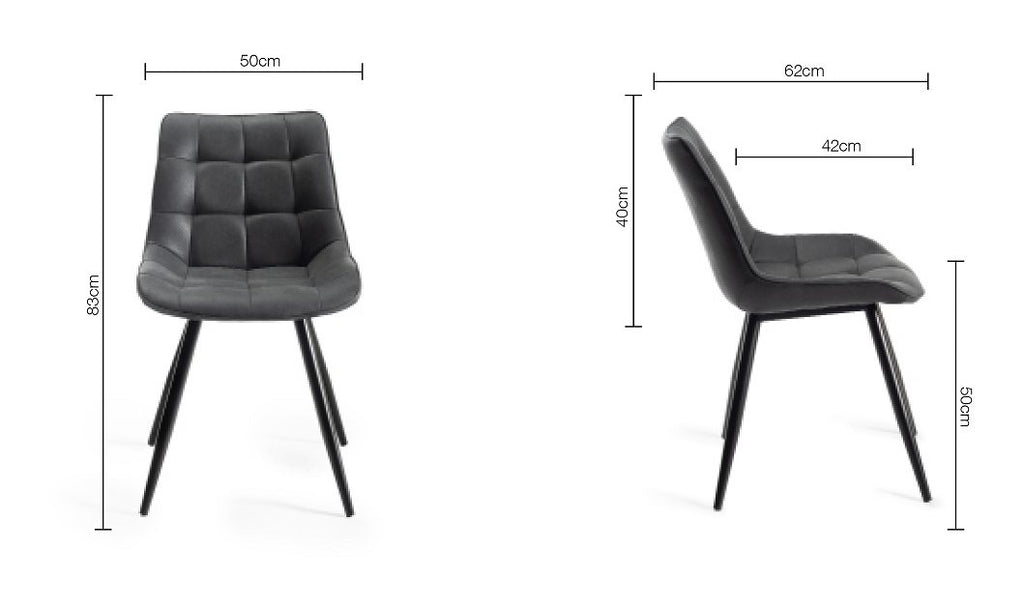 Black Faux Leather Dining Chair Black Legs - Home Furniture Interiors