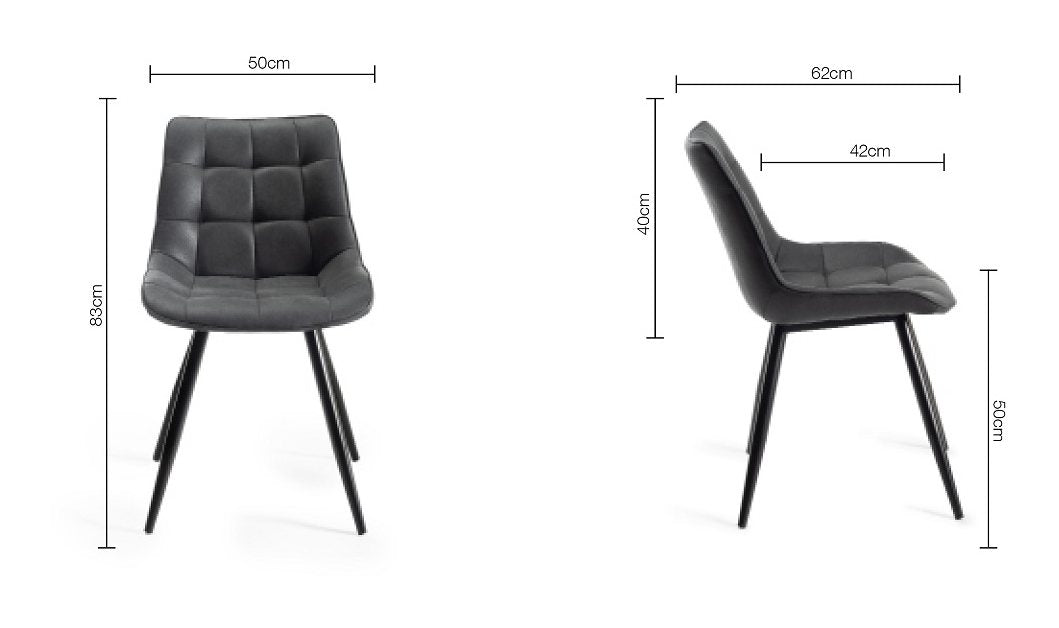 Black Faux Leather Dining Chair Black Legs - Home Furniture Interiors
