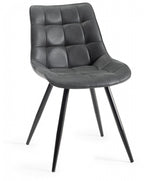 Black Faux Leather Dining Chair Black Legs - Home Furniture Interiors
