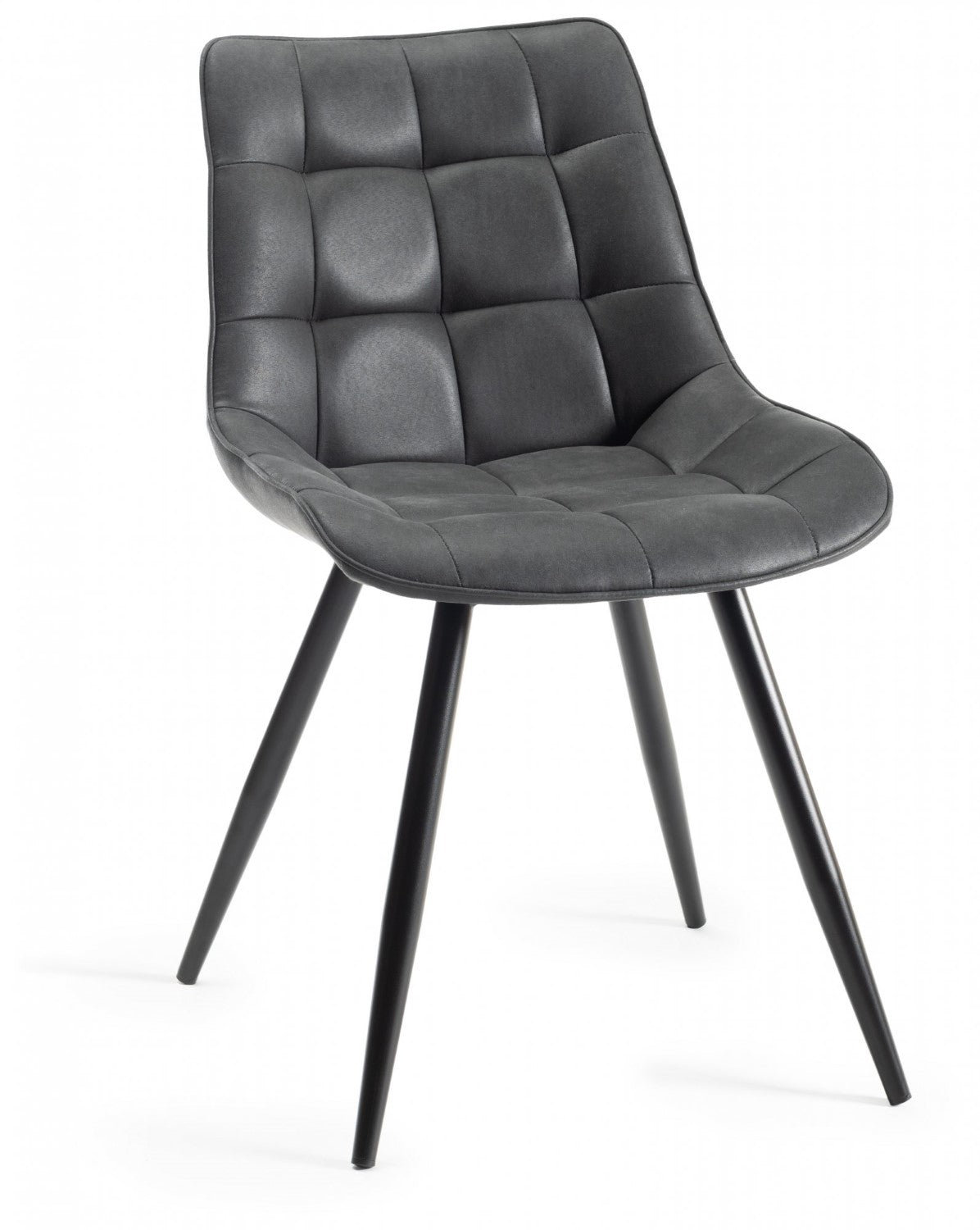 Black Faux Leather Dining Chair Black Legs - Home Furniture Interiors