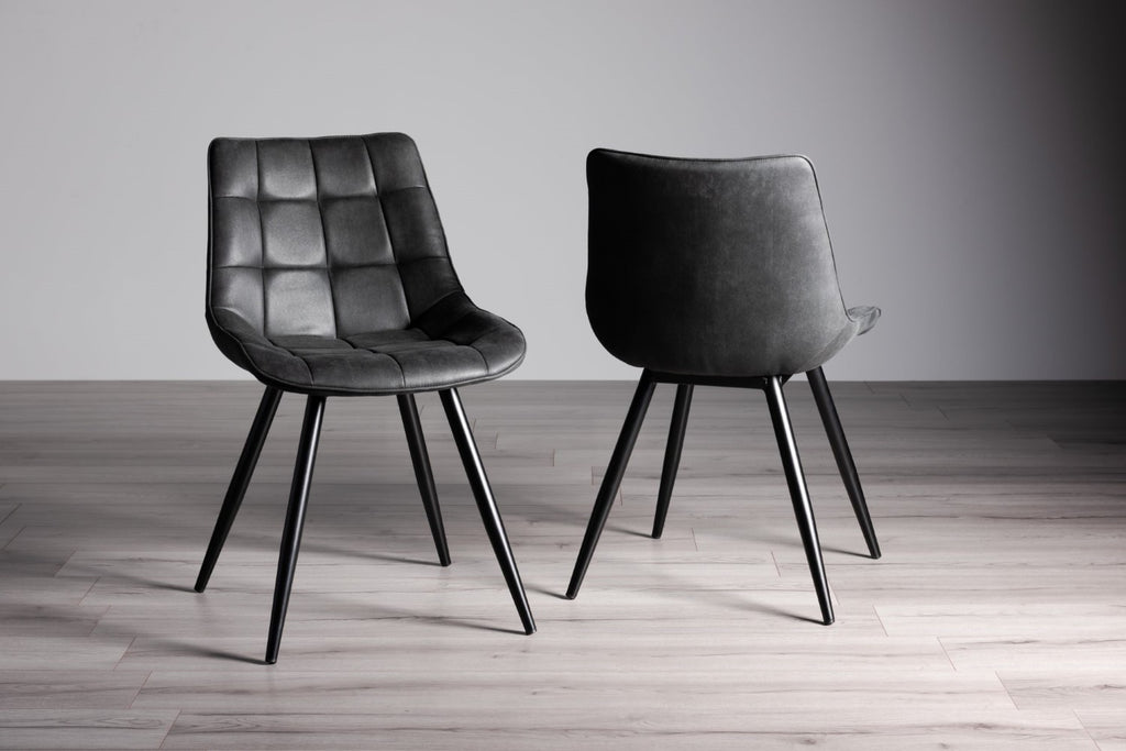 Black Faux Leather Dining Chair Black Legs - Home Furniture Interiors