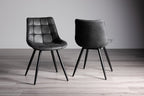 Black Faux Leather Dining Chair Black Legs - Home Furniture Interiors