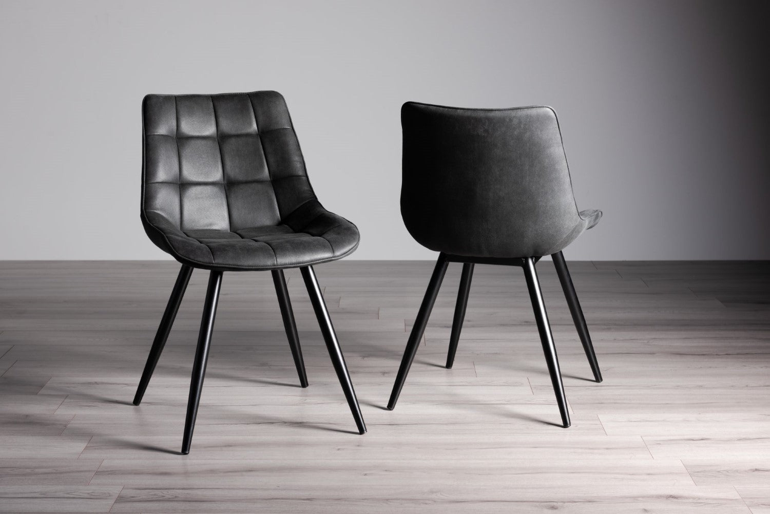 Black Faux Leather Dining Chair Black Legs - Home Furniture Interiors
