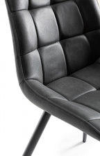 Black Faux Leather Dining Chair Black Legs - Home Furniture Interiors