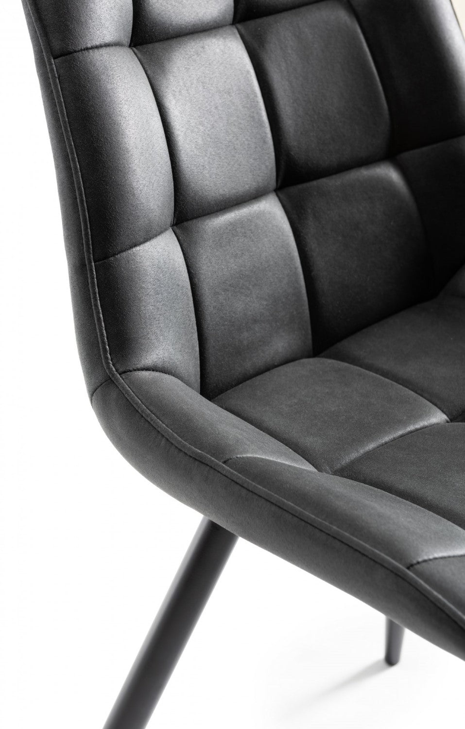 Black Faux Leather Dining Chair Black Legs - Home Furniture Interiors
