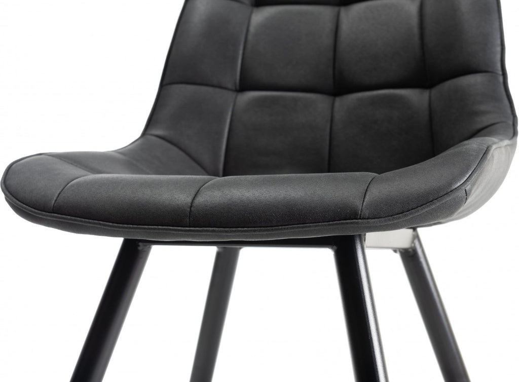 Black Faux Leather Dining Chair Black Legs - Home Furniture Interiors