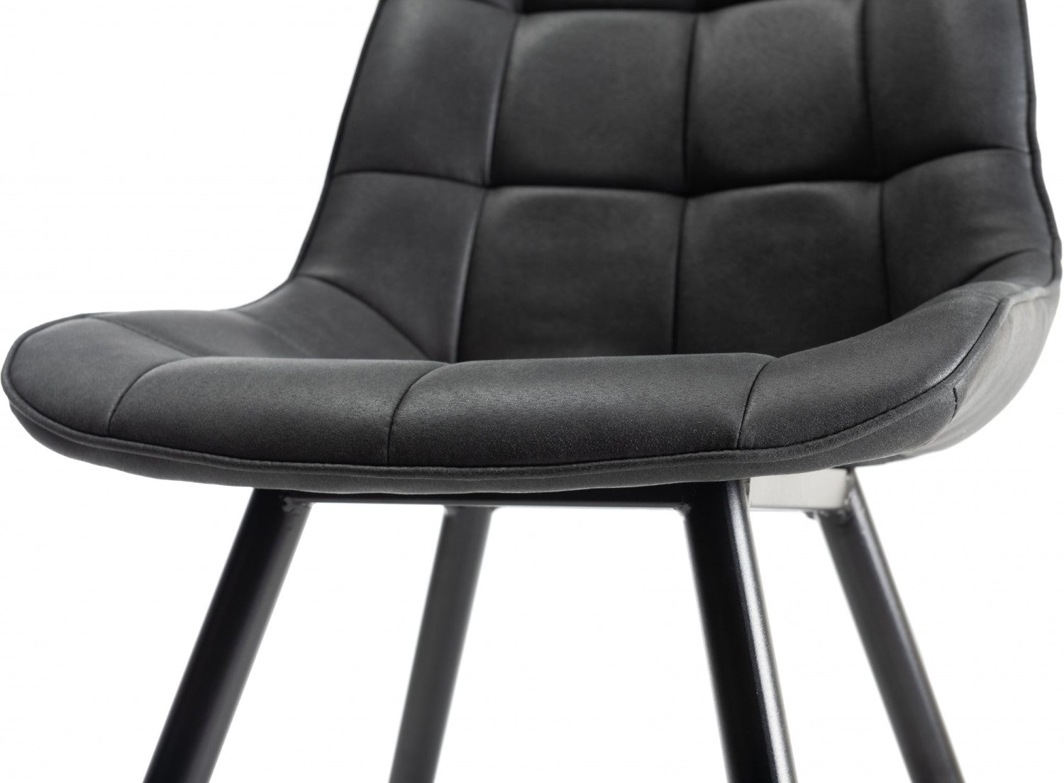 Black Faux Leather Dining Chair Black Legs - Home Furniture Interiors