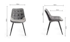 Grey Velvet Fabric Dining Chair Black Legs - Home Furniture Interiors