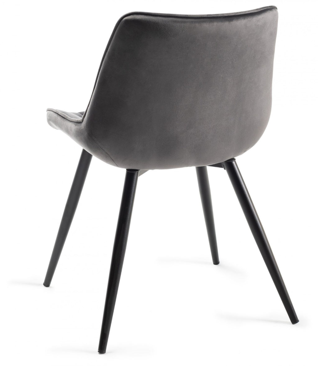 Grey Velvet Fabric Dining Chair Black Legs - Home Furniture Interiors