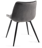 Grey Velvet Fabric Dining Chair Black Legs - Home Furniture Interiors