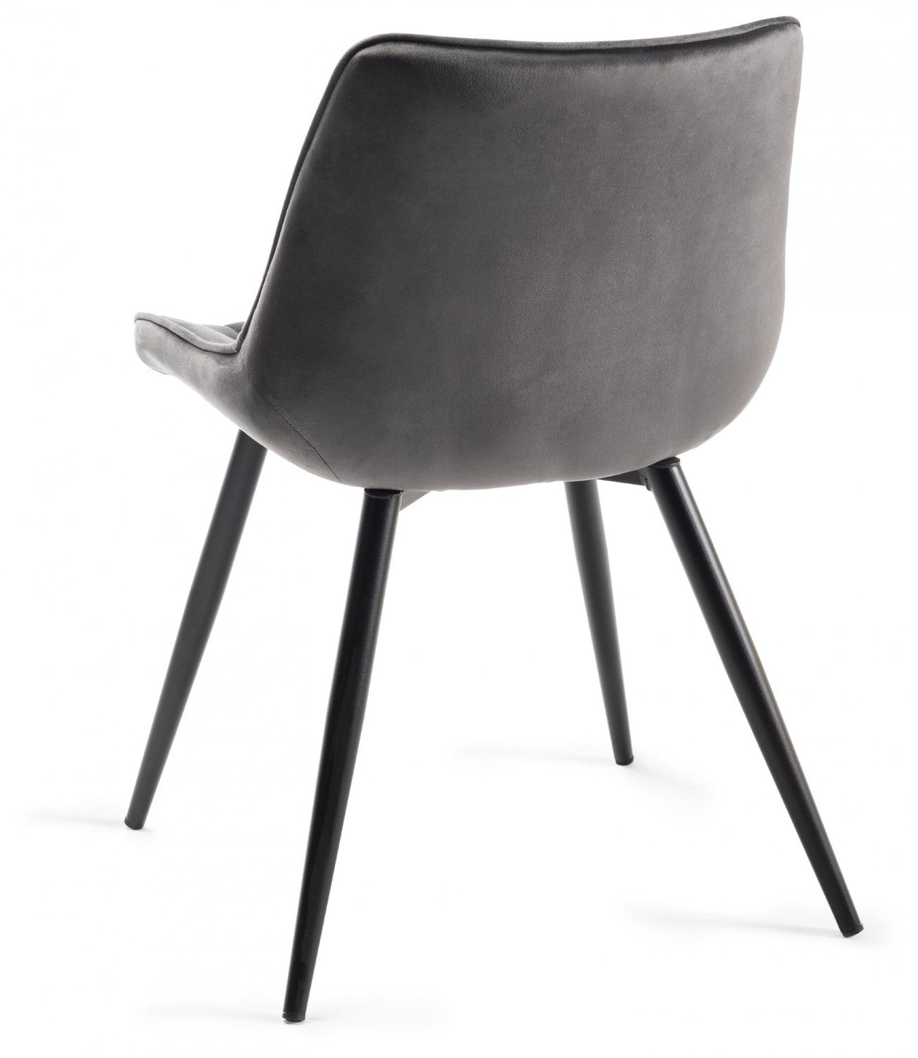 Grey Velvet Fabric Dining Chair Black Legs - Home Furniture Interiors