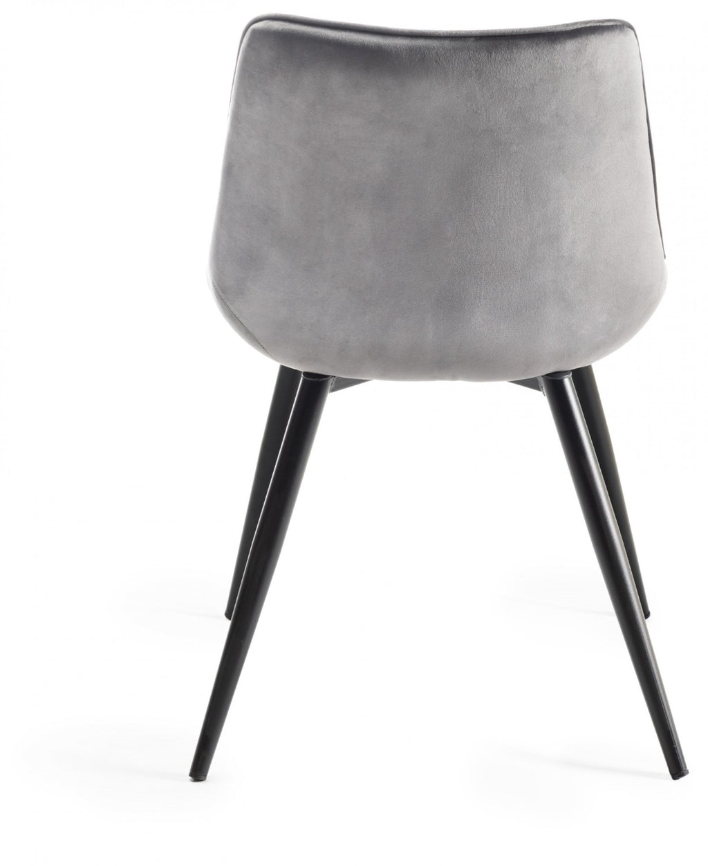 Grey Velvet Fabric Dining Chair Black Legs - Home Furniture Interiors