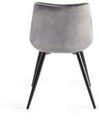 Grey Velvet Fabric Dining Chair Black Legs - Home Furniture Interiors