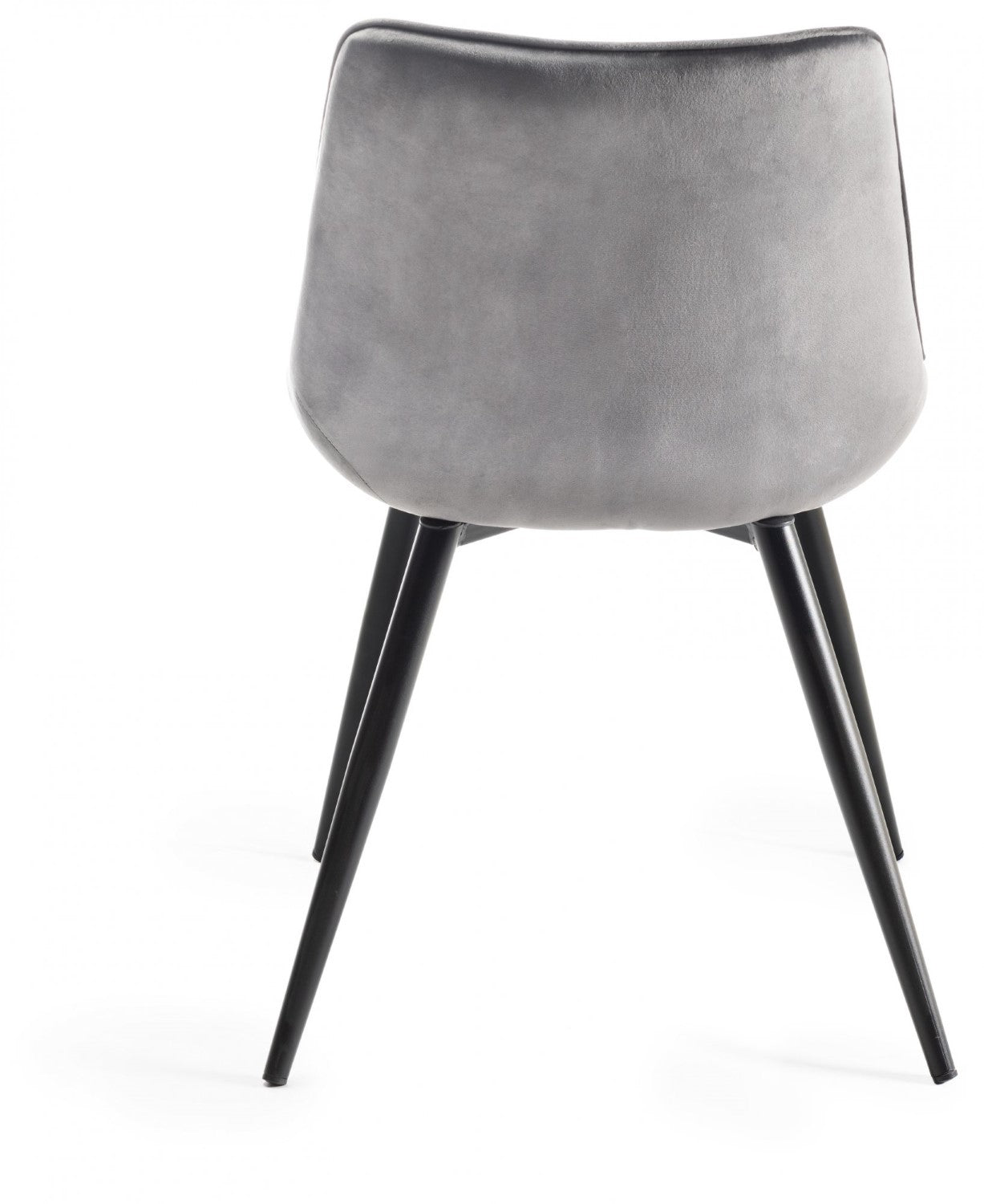 Grey Velvet Fabric Dining Chair Black Legs - Home Furniture Interiors