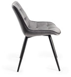 Grey Velvet Fabric Dining Chair Black Legs - Home Furniture Interiors
