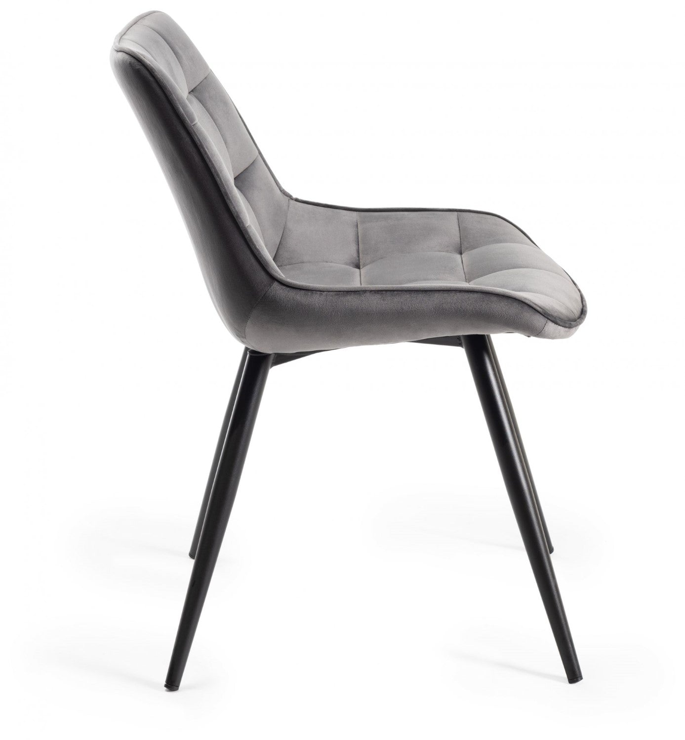 Grey Velvet Fabric Dining Chair Black Legs - Home Furniture Interiors