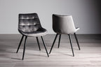 Grey Velvet Fabric Dining Chair Black Legs - Home Furniture Interiors