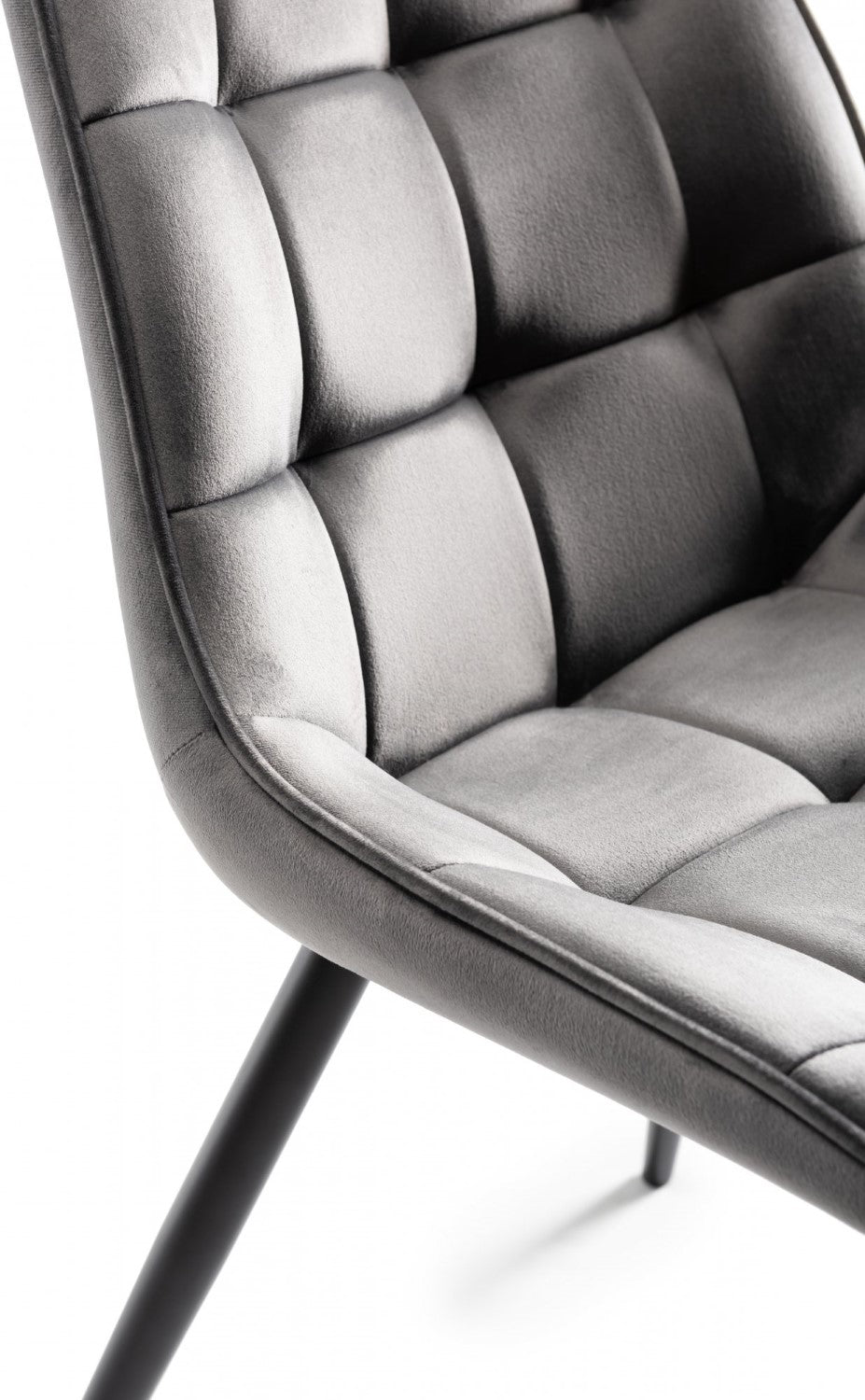 Grey Velvet Fabric Dining Chair Black Legs - Home Furniture Interiors
