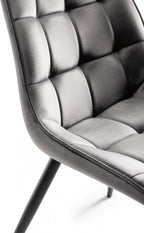 Grey Velvet Fabric Dining Chair Black Legs - Home Furniture Interiors