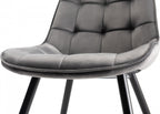 Grey Velvet Fabric Dining Chair Black Legs - Home Furniture Interiors