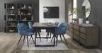 Pleated Back Blue Velvet Fabric Dining Chair Black Legs - Home Furniture Interiors
