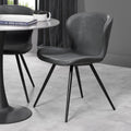 Grey Leather Effect Scoop Back Dining Chair