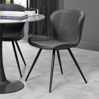 Grey Leather Effect Scoop Back Dining Chair
