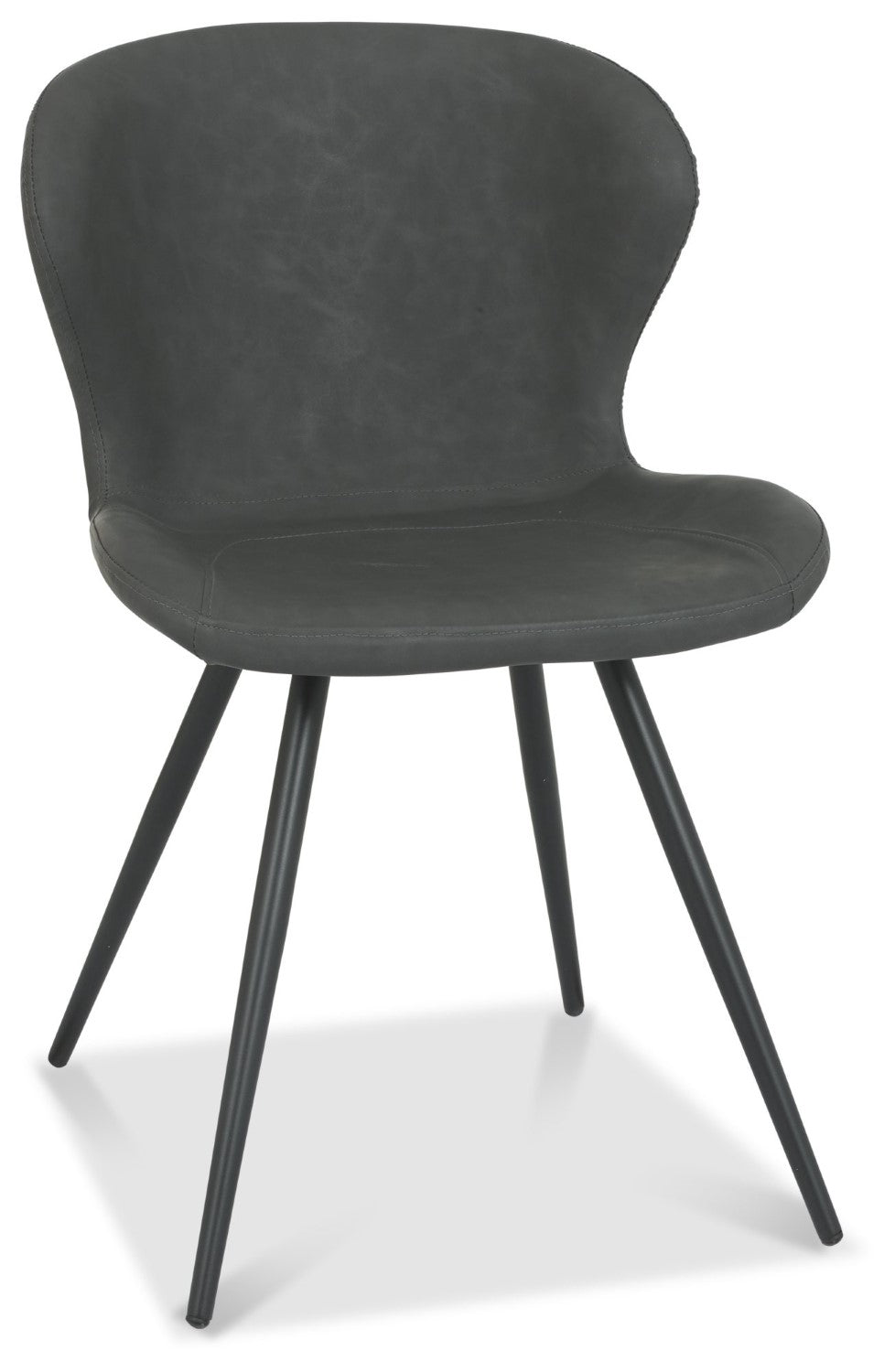 Grey Leather Effect Scoop Back Dining Chair - Home Furniture Interiors