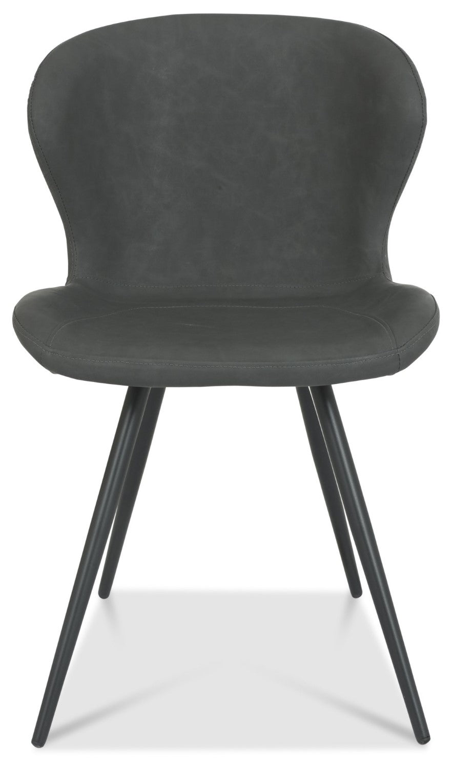 Grey Leather Effect Scoop Back Dining Chair - Home Furniture Interiors