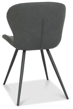 Grey Leather Effect Scoop Back Dining Chair - Home Furniture Interiors
