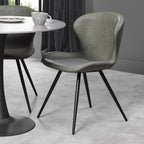 Olive Green Leather Effect Scoop Back Dining Chair