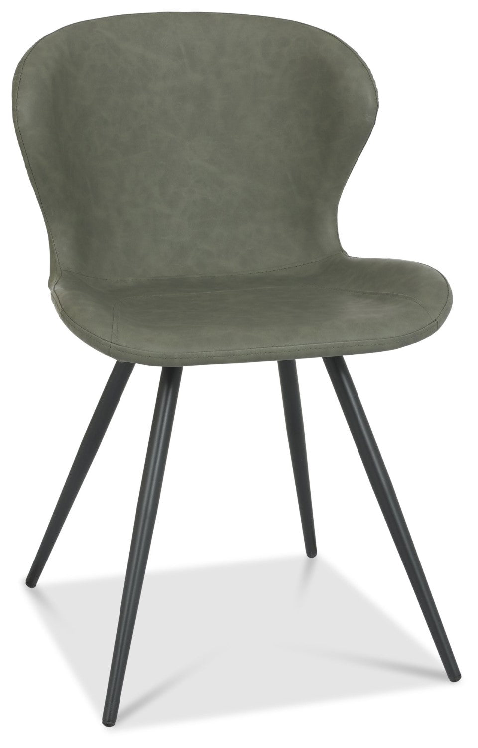 Olive Green Leather Effect Scoop Back Dining Chair - Home Furniture Interiors