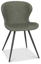 Olive Green Leather Effect Scoop Back Dining Chair - Home Furniture Interiors