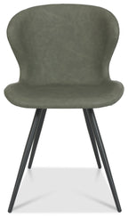 Olive Green Leather Effect Scoop Back Dining Chair - Home Furniture Interiors
