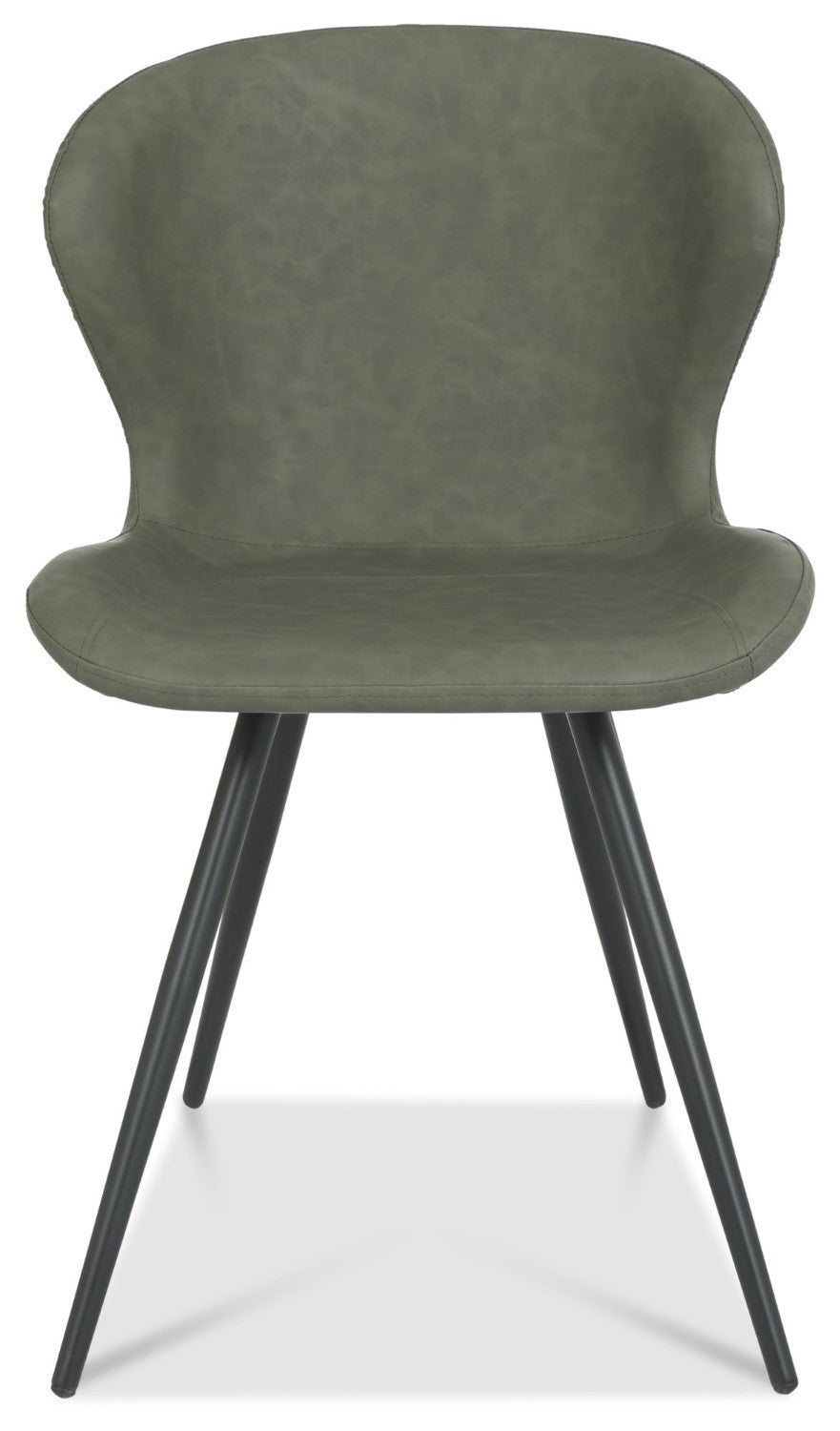 Olive Green Leather Effect Scoop Back Dining Chair - Home Furniture Interiors