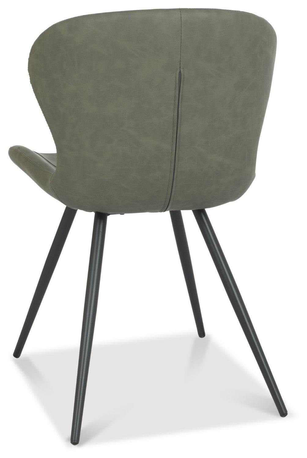 Olive Green Leather Effect Scoop Back Dining Chair - Home Furniture Interiors
