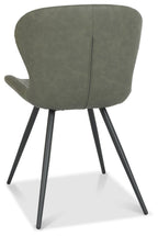 Olive Green Leather Effect Scoop Back Dining Chair - Home Furniture Interiors